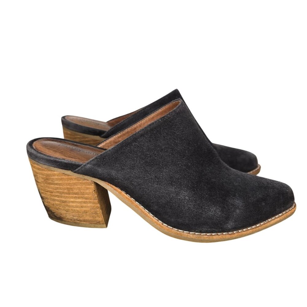 Jeffrey Campbell Favela Charcoal Black Faux Suede Heeled Mules Women's 8